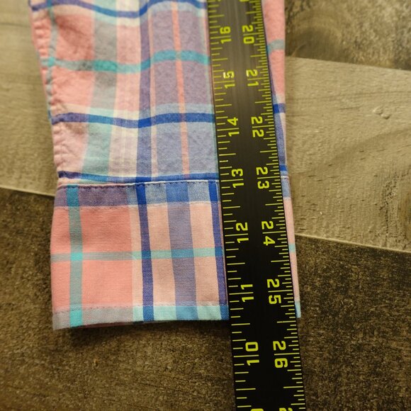Vineyard Vines plaid button down shirt men's medium pink blue plaid - Picture 9 of 13